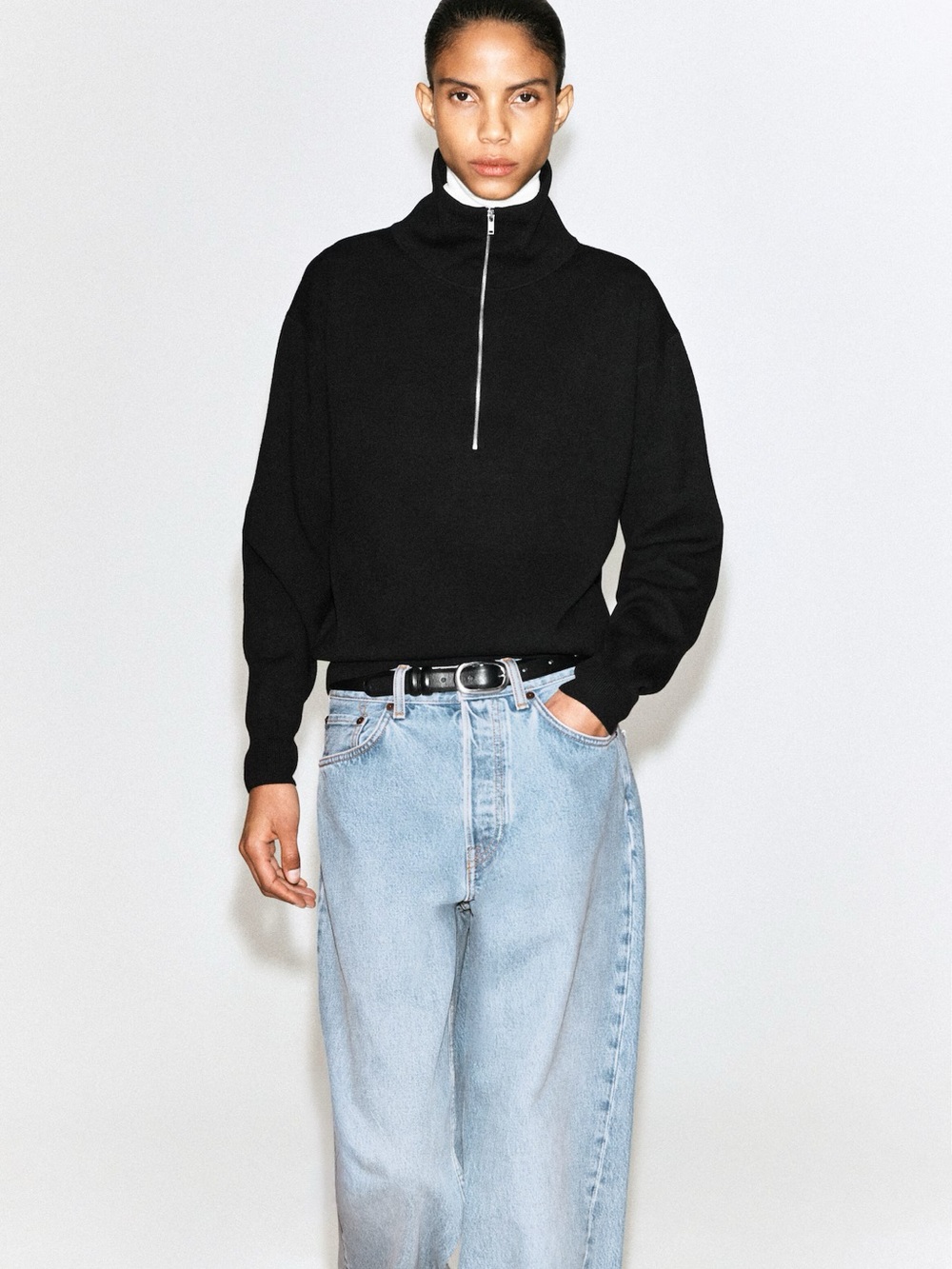 NWT (size small) COS MOCK-NECK HALF-ZIP KNITTED SWEATER